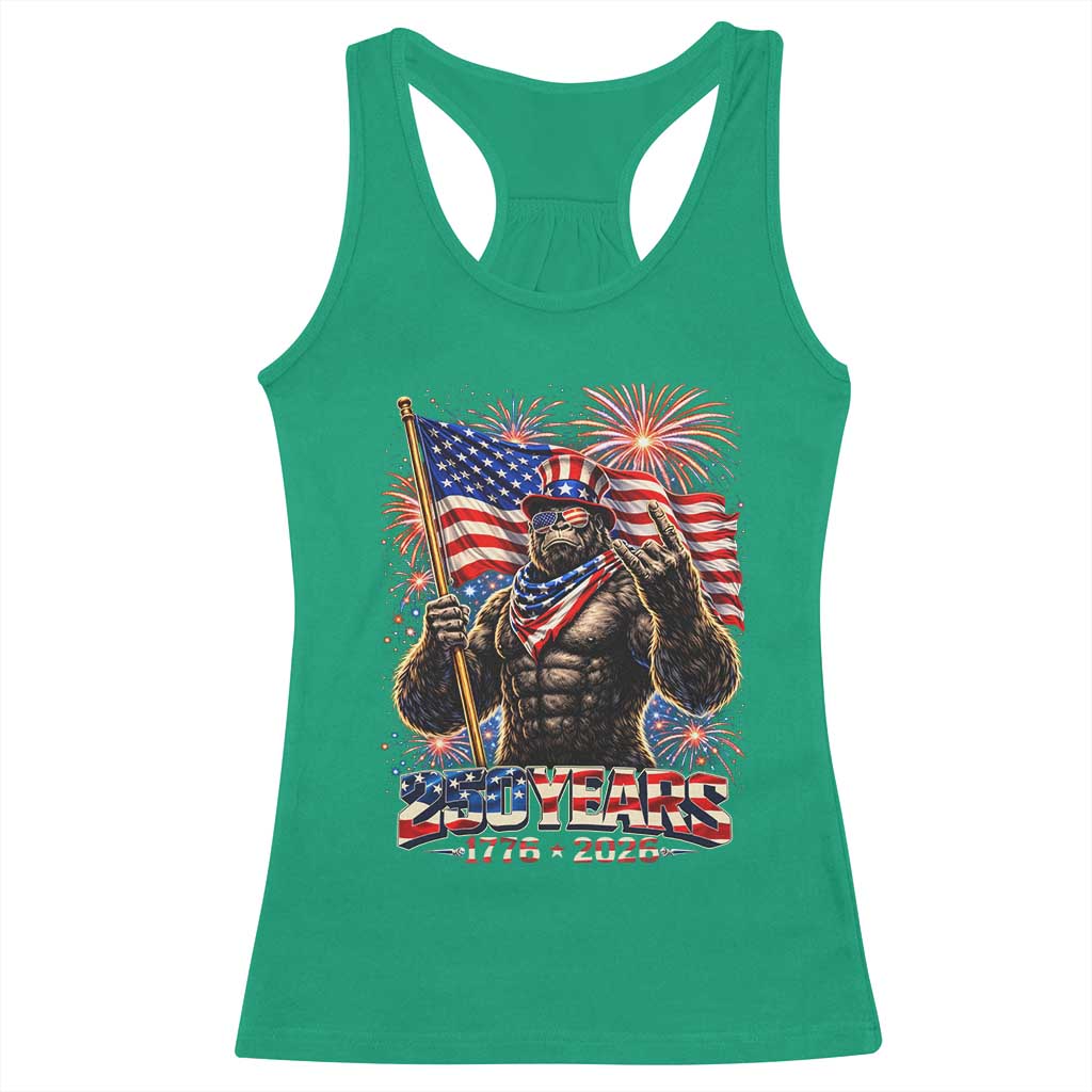 Bigfoot 250th Anniversary Racerback Tank Top USA Independence 250 Years Of Freedom 1776 2026 Patriotic Flag TS10 Irish Green Print Your Wear