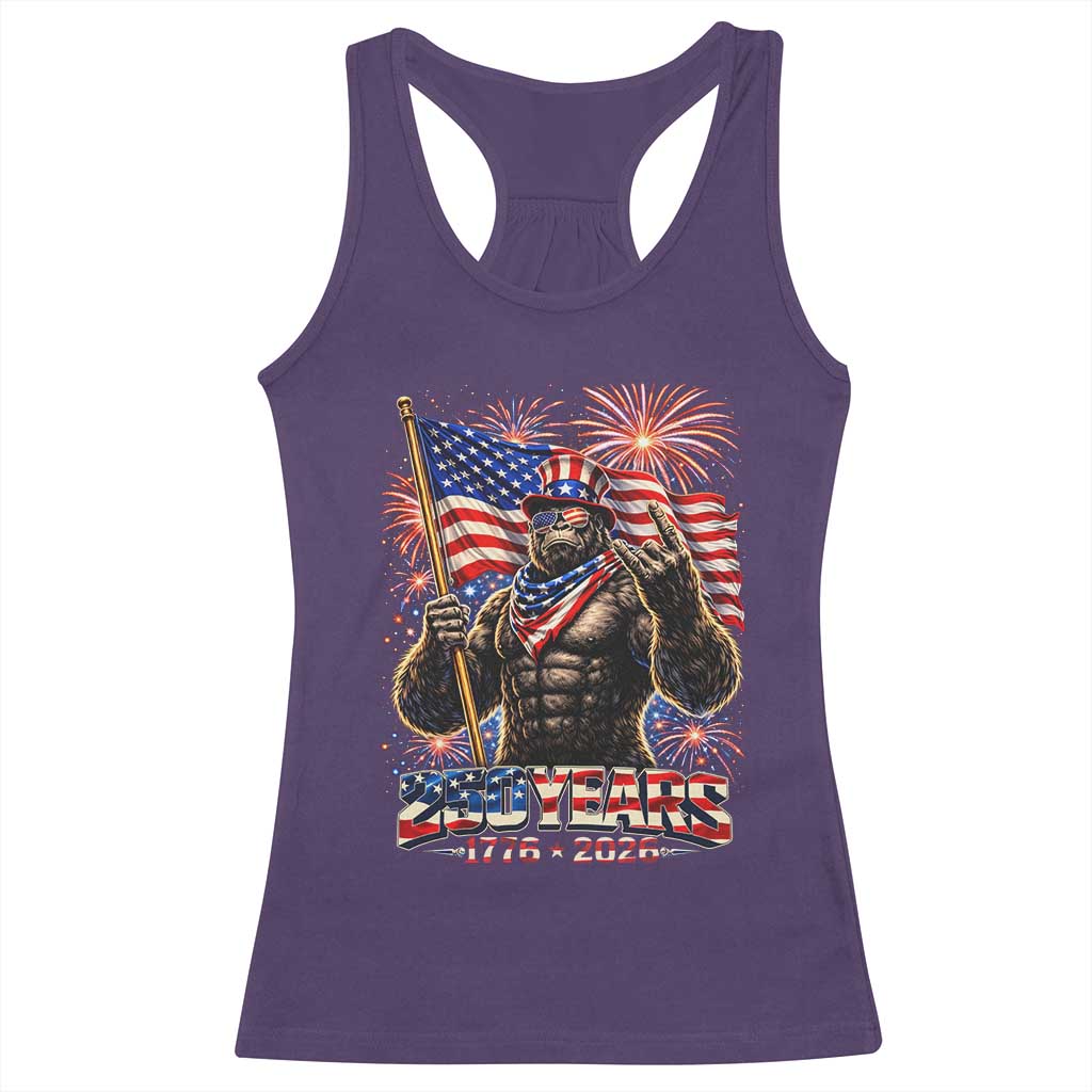 Bigfoot 250th Anniversary Racerback Tank Top USA Independence 250 Years Of Freedom 1776 2026 Patriotic Flag TS10 Purple Print Your Wear