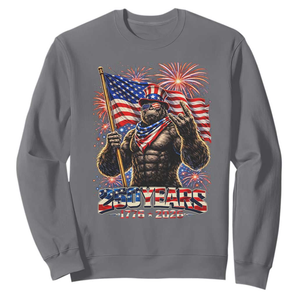 Bigfoot 250th Anniversary Sweatshirt USA Independence 250 Years Of Freedom 1776 2026 Patriotic Flag TS10 Charcoal Print Your Wear