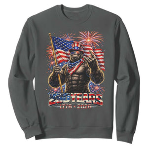 Bigfoot 250th Anniversary Sweatshirt USA Independence 250 Years Of Freedom 1776 2026 Patriotic Flag TS10 Dark Heather Print Your Wear