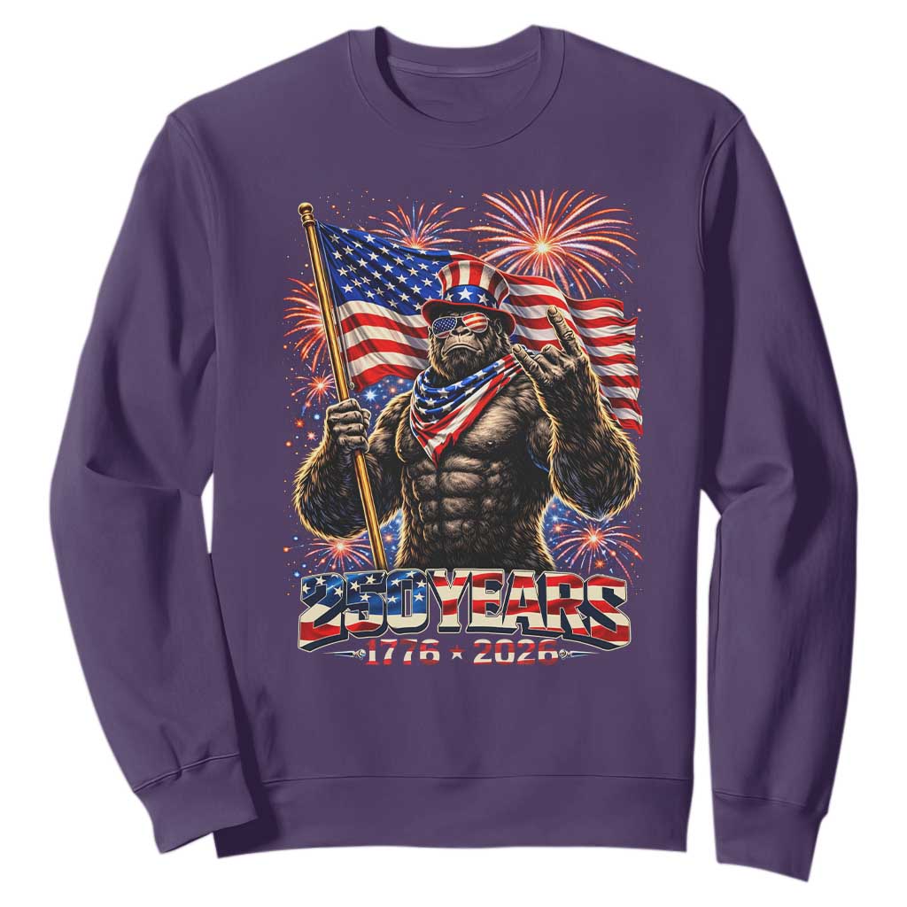 Bigfoot 250th Anniversary Sweatshirt USA Independence 250 Years Of Freedom 1776 2026 Patriotic Flag TS10 Purple Print Your Wear