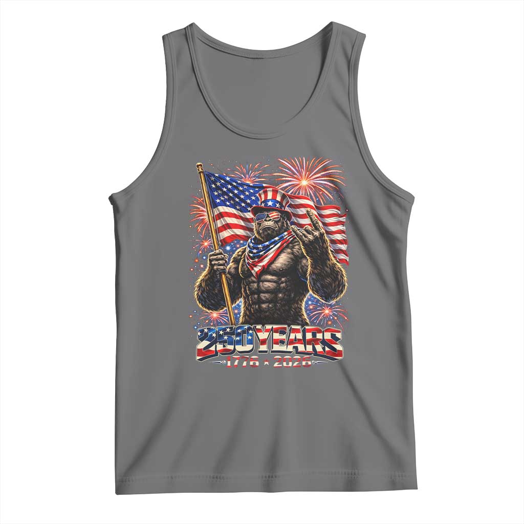 Bigfoot 250th Anniversary Tank Top USA Independence 250 Years Of Freedom 1776 2026 Patriotic Flag TS10 Black Heather Print Your Wear