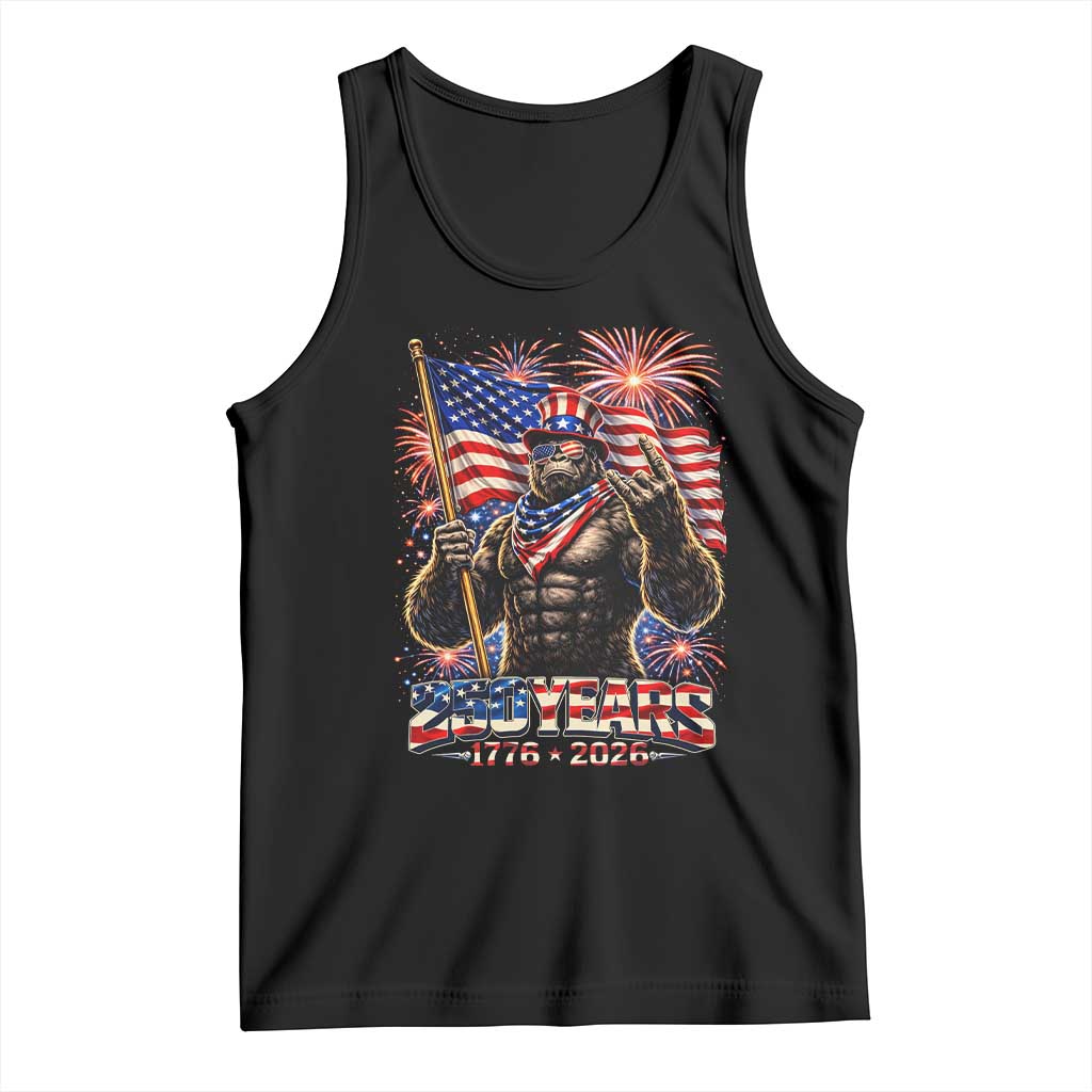 Bigfoot 250th Anniversary Tank Top USA Independence 250 Years Of Freedom 1776 2026 Patriotic Flag TS10 Black Print Your Wear