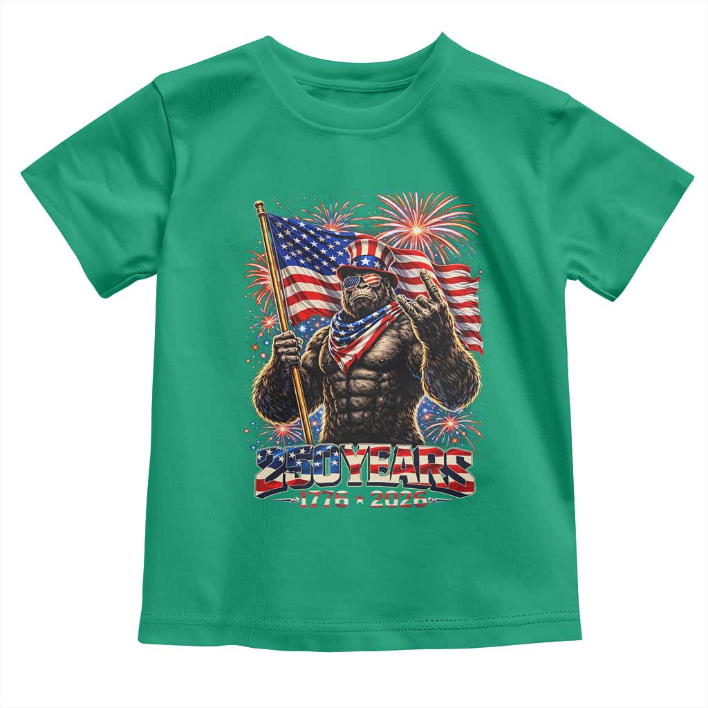 Bigfoot 250th Anniversary Toddler T Shirt USA Independence 250 Years Of Freedom 1776 2026 Patriotic Flag TS10 Irish Green Print Your Wear