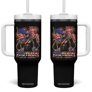 Bigfoot 250th Anniversary Tumbler With Handle USA Independence 250 Years Of Freedom 1776 2026 Patriotic Flag TS10 One Size: 40 oz Black Print Your Wear