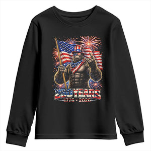 Bigfoot 250th Anniversary Youth Sweatshirt USA Independence 250 Years Of Freedom 1776 2026 Patriotic Flag TS10 Black Print Your Wear