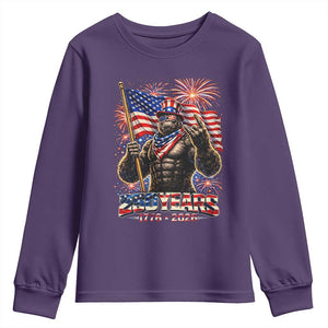 Bigfoot 250th Anniversary Youth Sweatshirt USA Independence 250 Years Of Freedom 1776 2026 Patriotic Flag TS10 Purple Print Your Wear