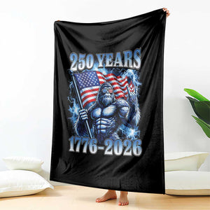 Bigfoot 250th Anniversary America Throw Blanket 250 Years Of Freedom 4th July 1776 2026 Patriotic Flag TS10 Print Your Wear