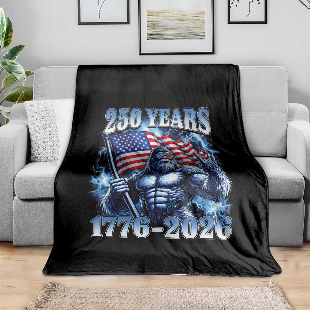 Bigfoot 250th Anniversary America Throw Blanket 250 Years Of Freedom 4th July 1776 2026 Patriotic Flag TS10 Print Your Wear