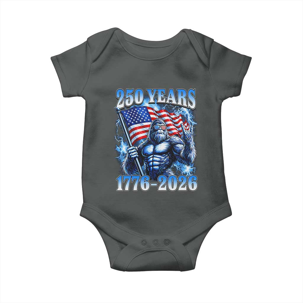 Bigfoot 250th Anniversary America Baby Onesie 250 Years Of Freedom 4th July 1776 2026 Patriotic Flag TS10 Dark Heather Print Your Wear