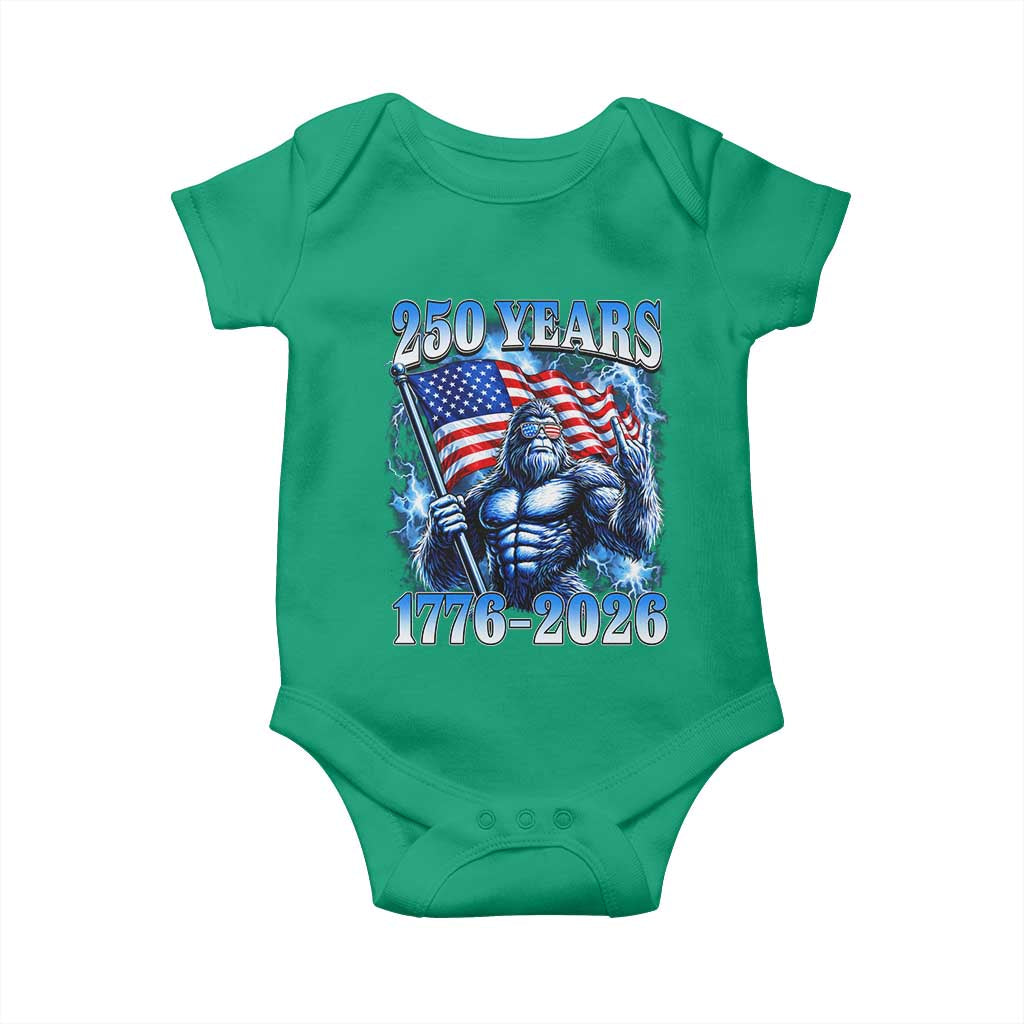 Bigfoot 250th Anniversary America Baby Onesie 250 Years Of Freedom 4th July 1776 2026 Patriotic Flag TS10 Irish Green Print Your Wear