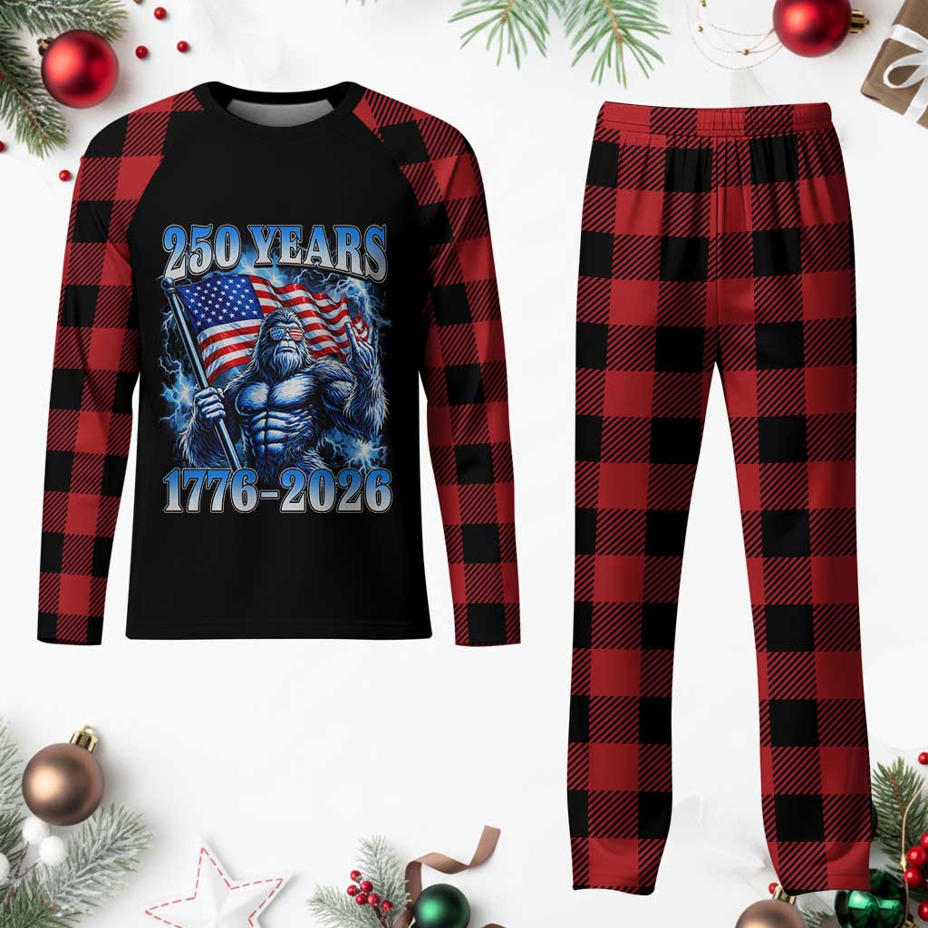 Bigfoot 250th Anniversary America Plaid Pajama Set 250 Years Of Freedom 4th July 1776 2026 Patriotic Flag TS10 Buffalo Plaid Print Your Wear