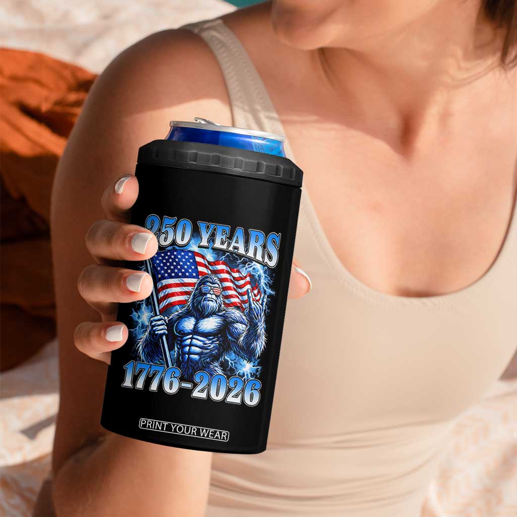 Bigfoot 250th Anniversary America 4 in 1 Can Cooler Tumbler 250 Years Of Freedom 4th July 1776 2026 Patriotic Flag TS10 Print Your Wear