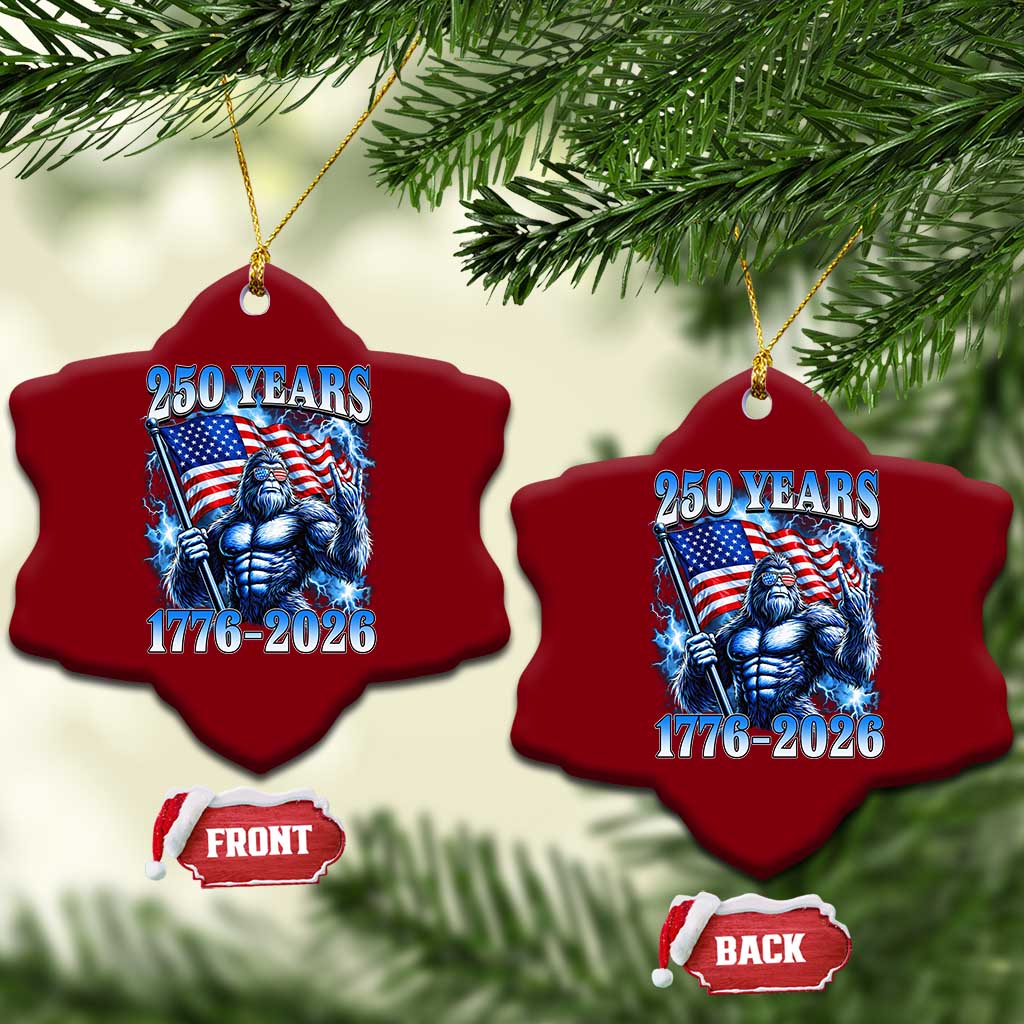 Bigfoot 250th Anniversary America Ceramic Ornament 250 Years Of Freedom 4th July 1776 2026 Patriotic Flag TS10 Print Your Wear