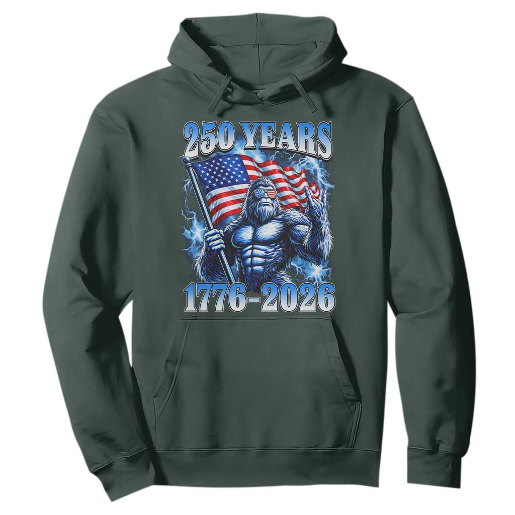 Bigfoot 250th Anniversary America Hoodie 250 Years Of Freedom 4th July 1776 2026 Patriotic Flag TS10 Dark Forest Green Print Your Wear