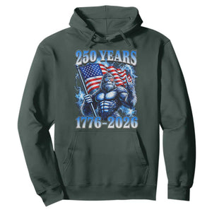 Bigfoot 250th Anniversary America Hoodie 250 Years Of Freedom 4th July 1776 2026 Patriotic Flag TS10 Dark Forest Green Print Your Wear
