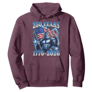 Bigfoot 250th Anniversary America Hoodie 250 Years Of Freedom 4th July 1776 2026 Patriotic Flag TS10 Maroon Print Your Wear