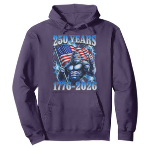 Bigfoot 250th Anniversary America Hoodie 250 Years Of Freedom 4th July 1776 2026 Patriotic Flag TS10 Purple Print Your Wear