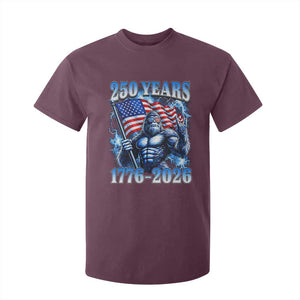 Bigfoot 250th Anniversary America T Shirt For Kid 250 Years Of Freedom 4th July 1776 2026 Patriotic Flag TS10 Maroon Print Your Wear