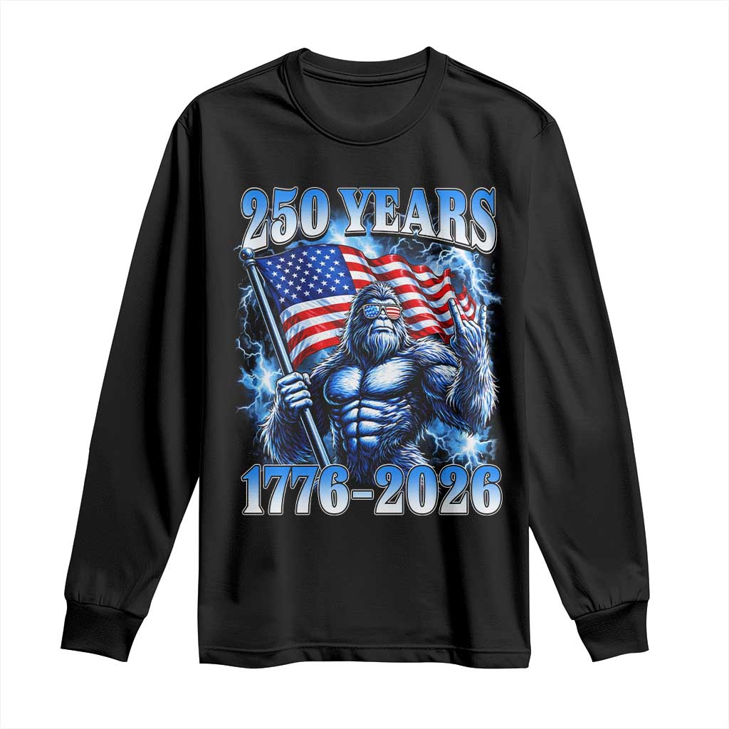 Bigfoot 250th Anniversary America Long Sleeve Shirt 250 Years Of Freedom 4th July 1776 2026 Patriotic Flag TS10 Black Print Your Wear