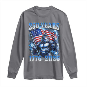 Bigfoot 250th Anniversary America Long Sleeve Shirt 250 Years Of Freedom 4th July 1776 2026 Patriotic Flag TS10 Charcoal Print Your Wear