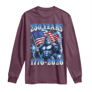 Bigfoot 250th Anniversary America Long Sleeve Shirt 250 Years Of Freedom 4th July 1776 2026 Patriotic Flag TS10 Maroon Print Your Wear