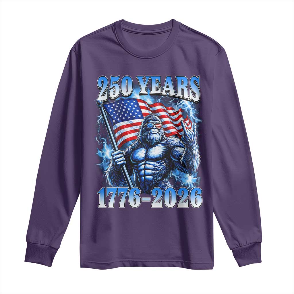 Bigfoot 250th Anniversary America Long Sleeve Shirt 250 Years Of Freedom 4th July 1776 2026 Patriotic Flag TS10 Purple Print Your Wear