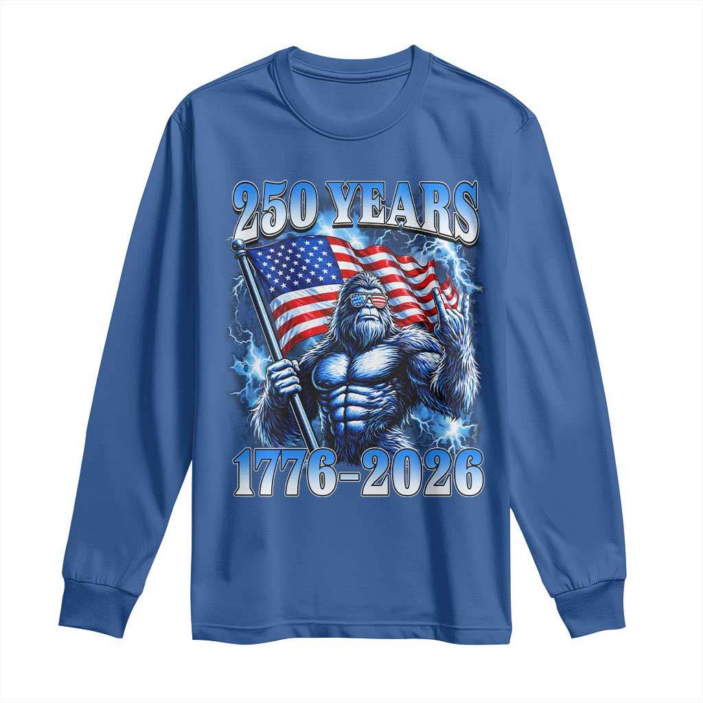 Bigfoot 250th Anniversary America Long Sleeve Shirt 250 Years Of Freedom 4th July 1776 2026 Patriotic Flag TS10 Royal Blue Print Your Wear
