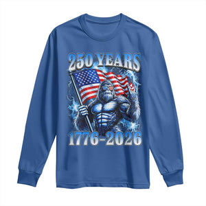 Bigfoot 250th Anniversary America Long Sleeve Shirt 250 Years Of Freedom 4th July 1776 2026 Patriotic Flag TS10 Royal Blue Print Your Wear