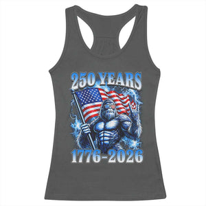 Bigfoot 250th Anniversary America Racerback Tank Top 250 Years Of Freedom 4th July 1776 2026 Patriotic Flag TS10 Dark Heather Print Your Wear