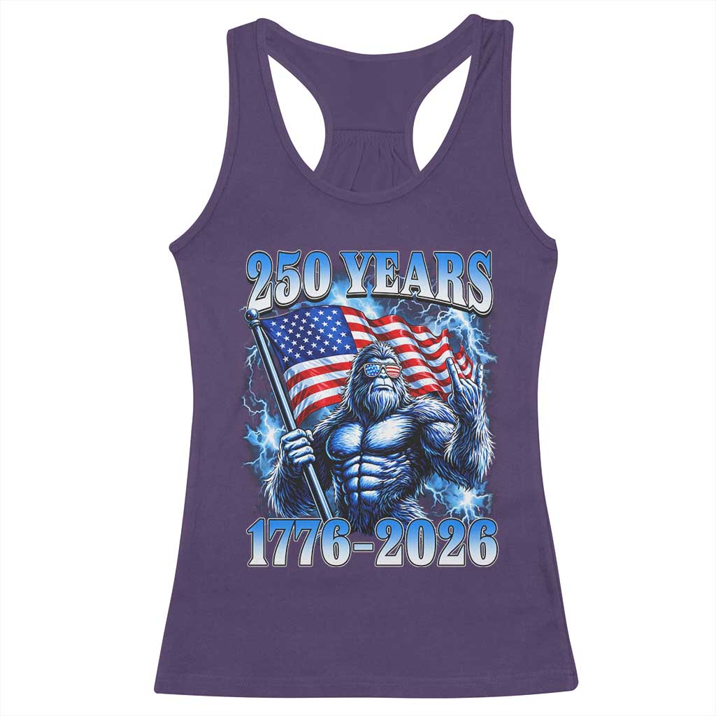 Bigfoot 250th Anniversary America Racerback Tank Top 250 Years Of Freedom 4th July 1776 2026 Patriotic Flag TS10 Purple Print Your Wear