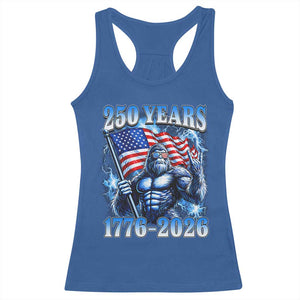Bigfoot 250th Anniversary America Racerback Tank Top 250 Years Of Freedom 4th July 1776 2026 Patriotic Flag TS10 Royal Blue Print Your Wear