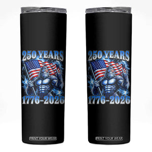 Bigfoot 250th Anniversary America Skinny Tumbler 250 Years Of Freedom 4th July 1776 2026 Patriotic Flag TS10 Black Print Your Wear