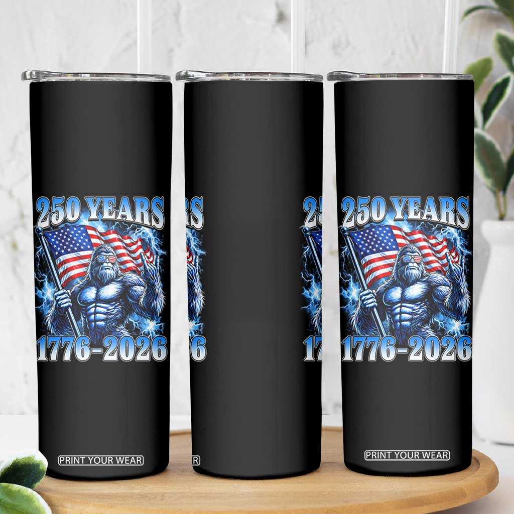 Bigfoot 250th Anniversary America Skinny Tumbler 250 Years Of Freedom 4th July 1776 2026 Patriotic Flag TS10 Print Your Wear