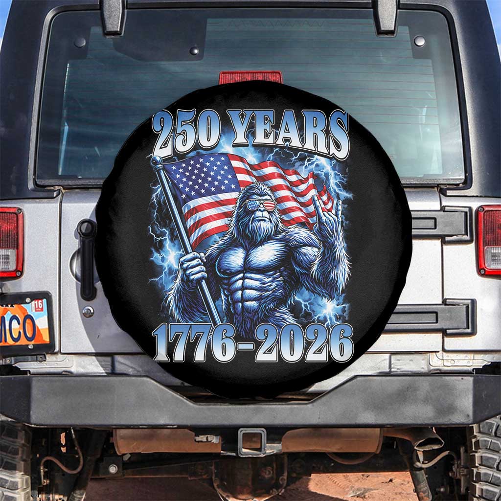Bigfoot 250th Anniversary America Spare Tire Cover 250 Years Of Freedom 4th July 1776 2026 Patriotic Flag TS10 No hole Black Print Your Wear