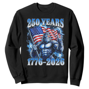 Bigfoot 250th Anniversary America Sweatshirt 250 Years Of Freedom 4th July 1776 2026 Patriotic Flag TS10 Black Print Your Wear