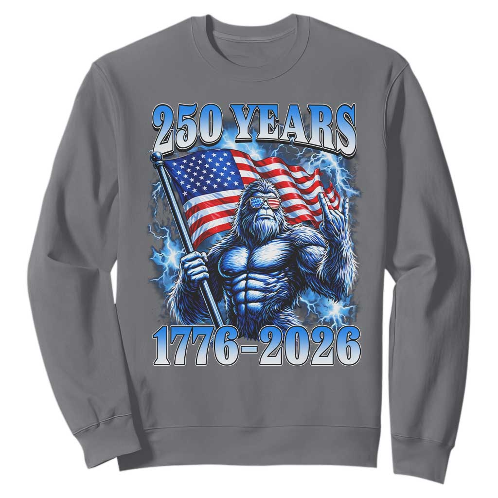 Bigfoot 250th Anniversary America Sweatshirt 250 Years Of Freedom 4th July 1776 2026 Patriotic Flag TS10 Charcoal Print Your Wear