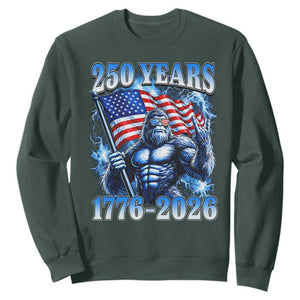 Bigfoot 250th Anniversary America Sweatshirt 250 Years Of Freedom 4th July 1776 2026 Patriotic Flag TS10 Dark Forest Green Print Your Wear