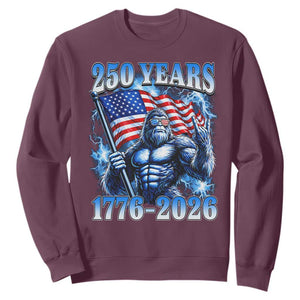 Bigfoot 250th Anniversary America Sweatshirt 250 Years Of Freedom 4th July 1776 2026 Patriotic Flag TS10 Maroon Print Your Wear