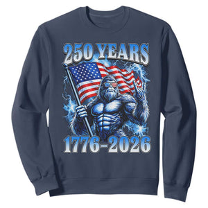 Bigfoot 250th Anniversary America Sweatshirt 250 Years Of Freedom 4th July 1776 2026 Patriotic Flag TS10 Navy Print Your Wear