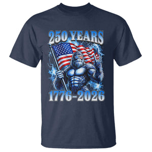 Bigfoot 250th Anniversary America T Shirt 250 Years Of Freedom 4th July 1776 2026 Patriotic Flag TS10 Navy Print Your Wear