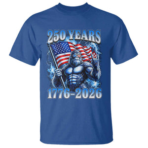 Bigfoot 250th Anniversary America T Shirt 250 Years Of Freedom 4th July 1776 2026 Patriotic Flag TS10 Royal Blue Print Your Wear