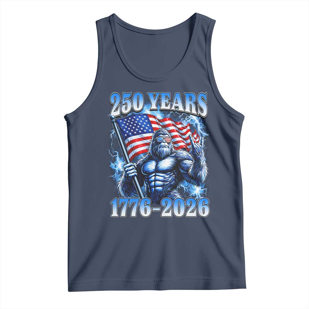 Bigfoot 250th Anniversary America Tank Top 250 Years Of Freedom 4th July 1776 2026 Patriotic Flag TS10 Navy Print Your Wear