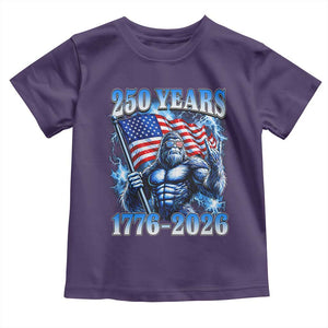 Bigfoot 250th Anniversary America Toddler T Shirt 250 Years Of Freedom 4th July 1776 2026 Patriotic Flag TS10 Purple Print Your Wear
