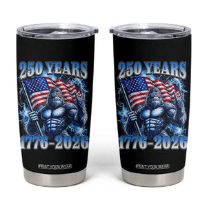 Bigfoot 250th Anniversary America Tumbler Cup 250 Years Of Freedom 4th July 1776 2026 Patriotic Flag TS10 Black Print Your Wear