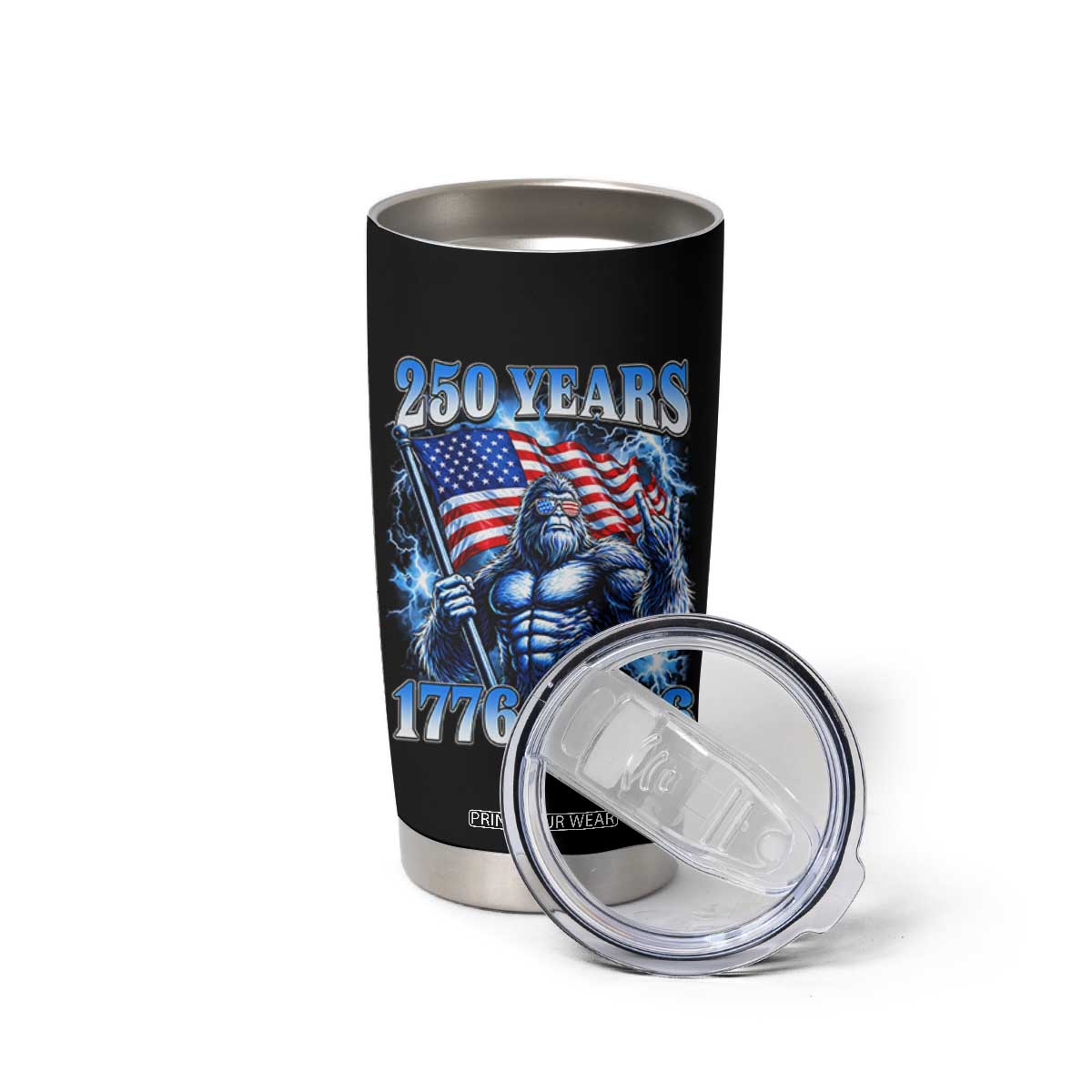 Bigfoot 250th Anniversary America Tumbler Cup 250 Years Of Freedom 4th July 1776 2026 Patriotic Flag TS10 Print Your Wear