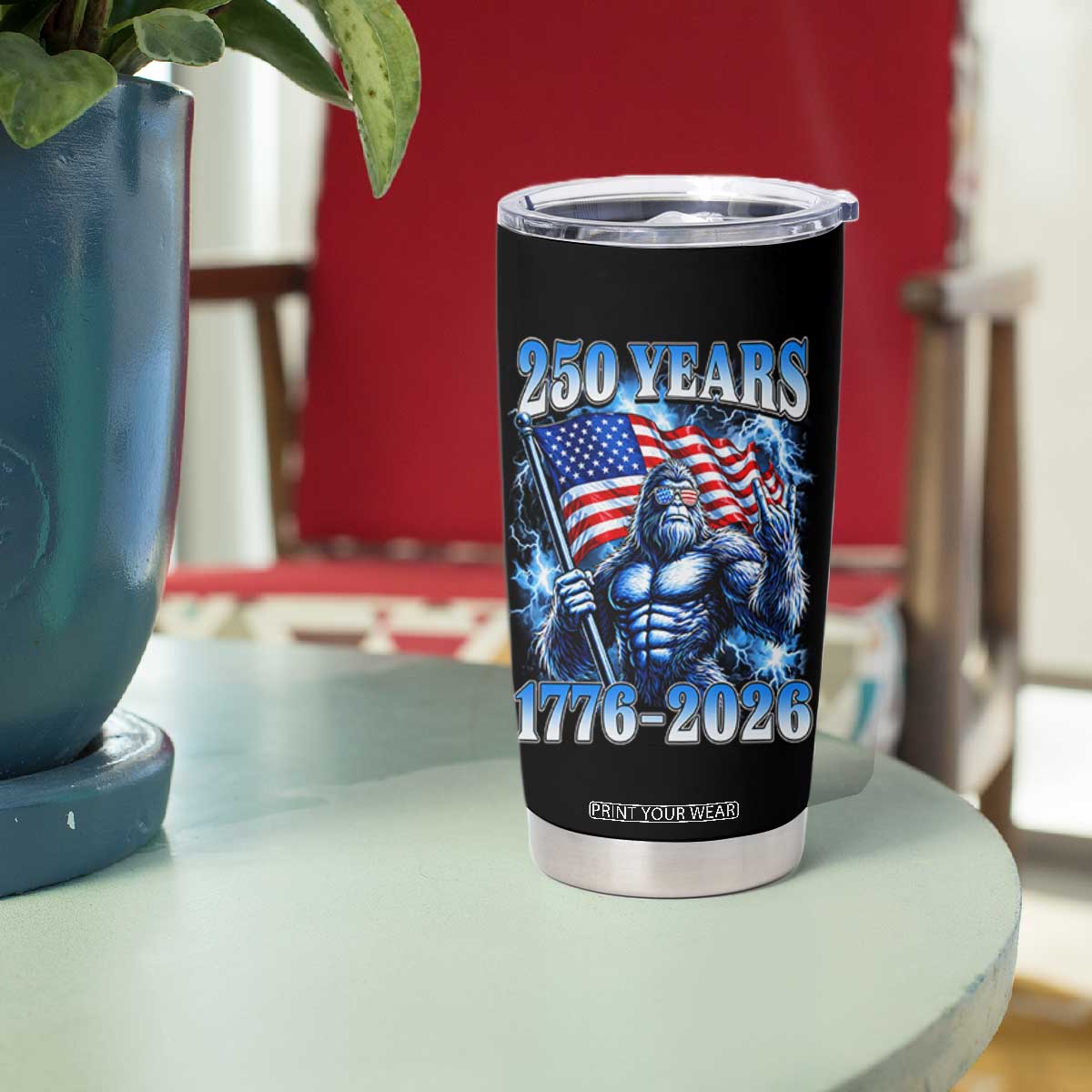 Bigfoot 250th Anniversary America Tumbler Cup 250 Years Of Freedom 4th July 1776 2026 Patriotic Flag TS10 Print Your Wear