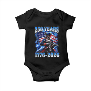 250th Anniversary Yankee Spirit Baby Onesie 1776 2026 Patriotic Tactical Minuteman US Flag TS10 Black Print Your Wear