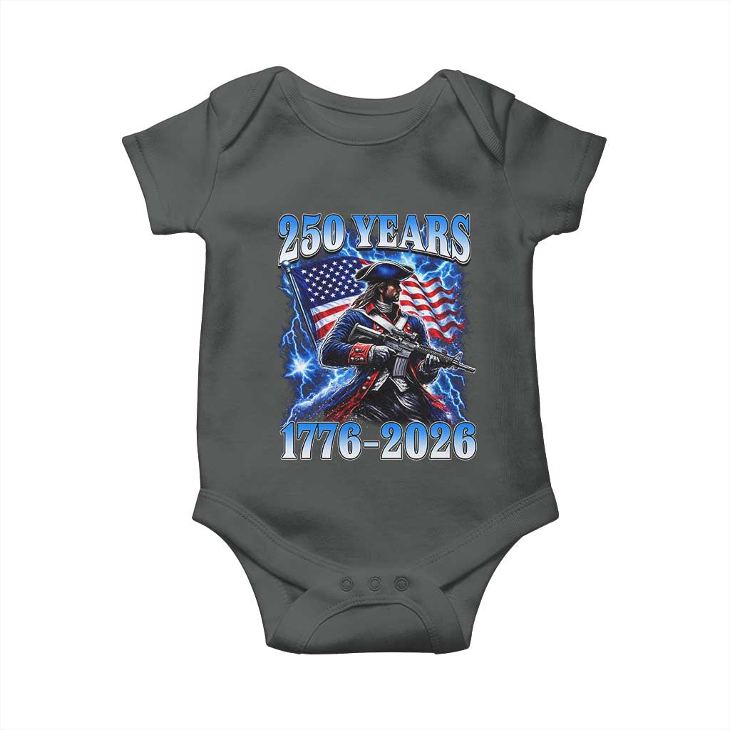 250th Anniversary Yankee Spirit Baby Onesie 1776 2026 Patriotic Tactical Minuteman US Flag TS10 Dark Heather Print Your Wear