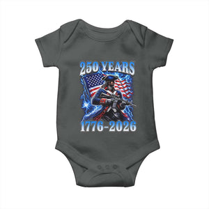 250th Anniversary Yankee Spirit Baby Onesie 1776 2026 Patriotic Tactical Minuteman US Flag TS10 Dark Heather Print Your Wear